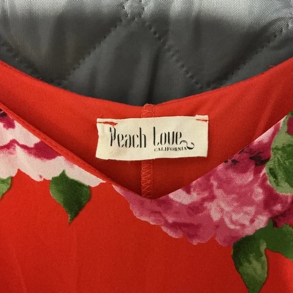 Peach Love California Red Floral Dress small red and pink floral - Picture 8 of 12
